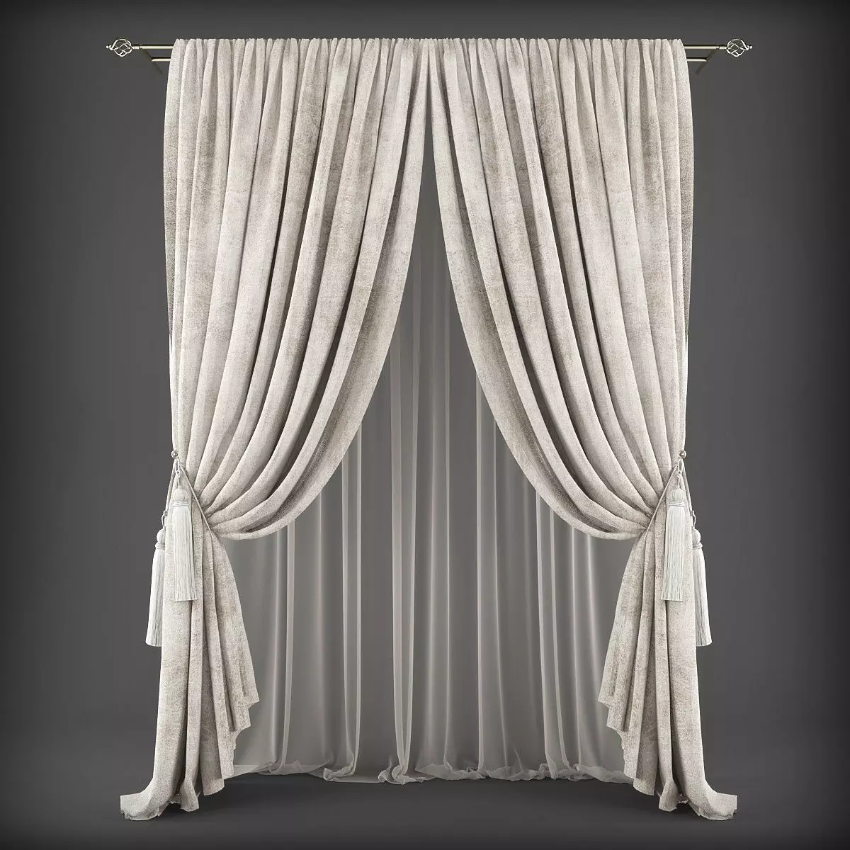 Curtain Low-poly 3D model_0