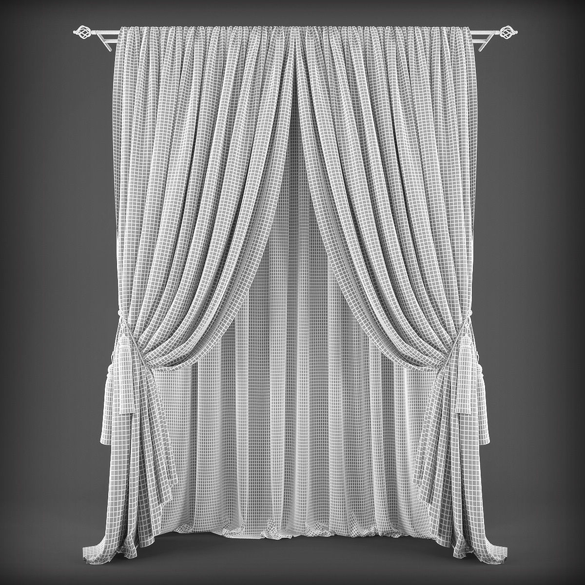 Curtain Low-poly 3D model_1
