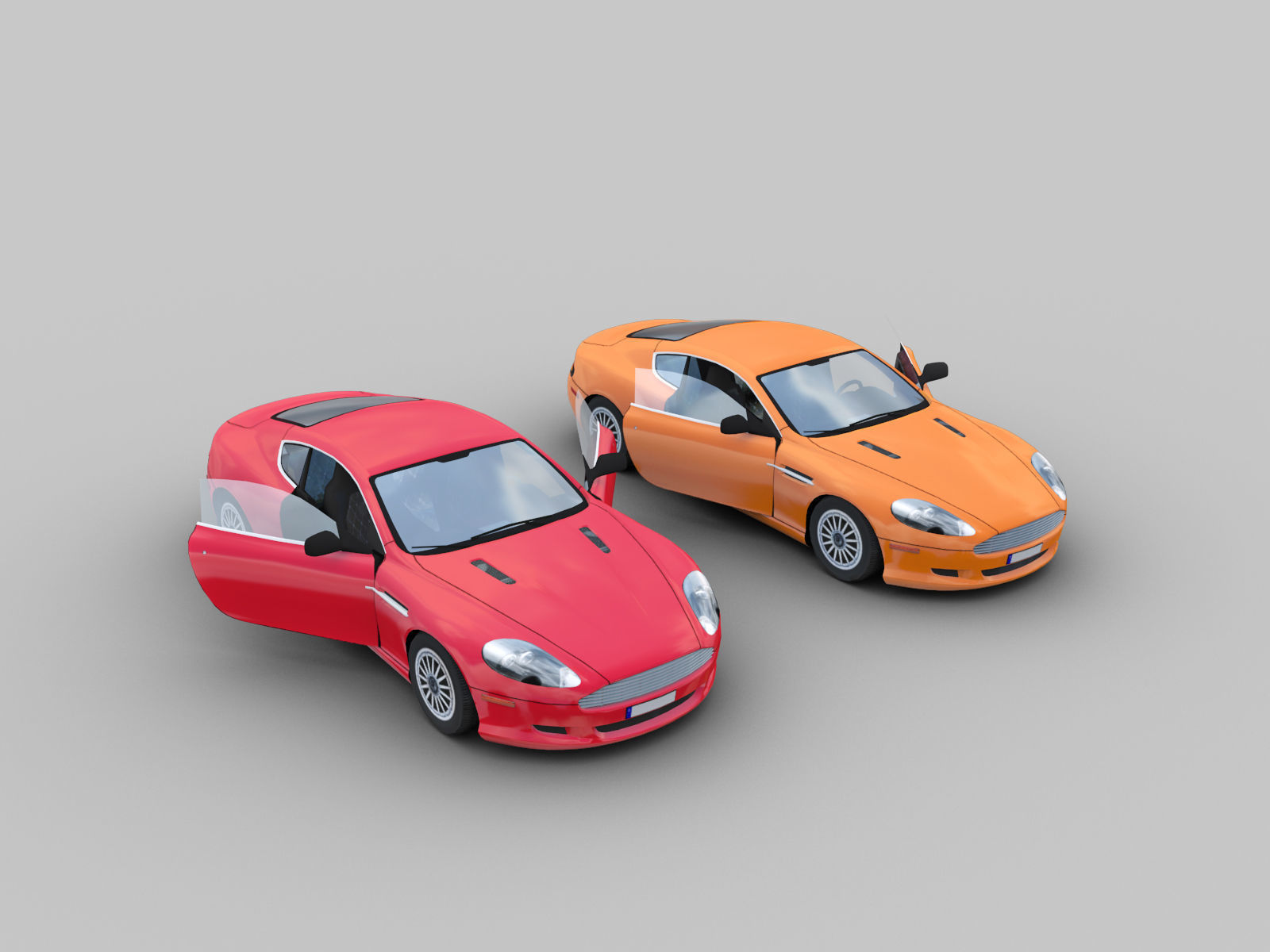 Aston Martin db9 Low-poly with interior Low-poly 3D model_2