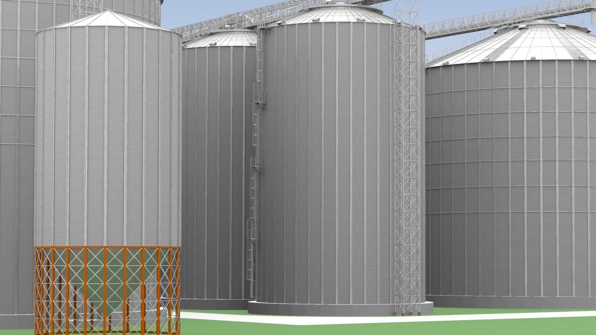 Grain Elevator Complex 3D model_1