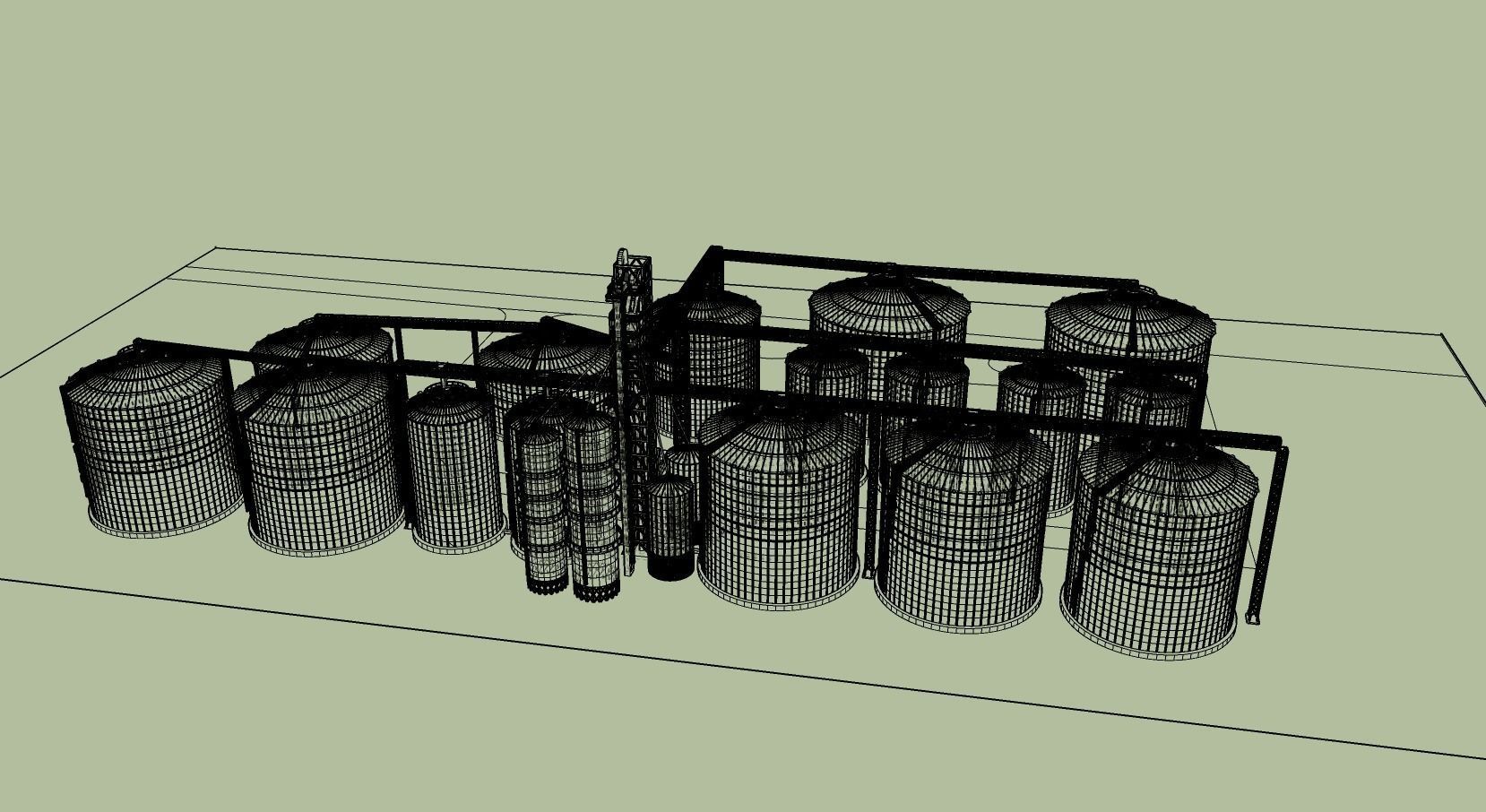 Grain Elevator Complex 3D model_5