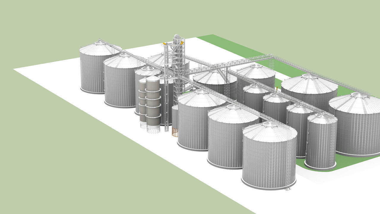 Grain Elevator Complex 3D model_2