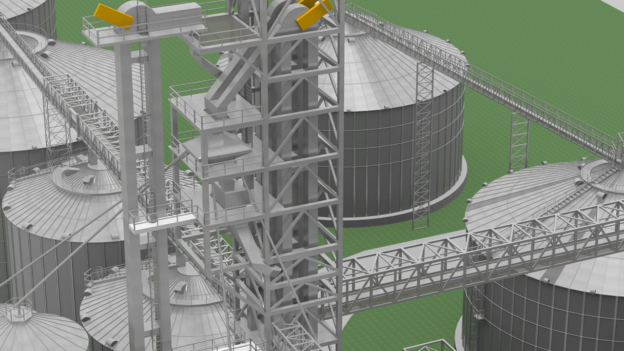 Grain Elevator Complex 3D model_4