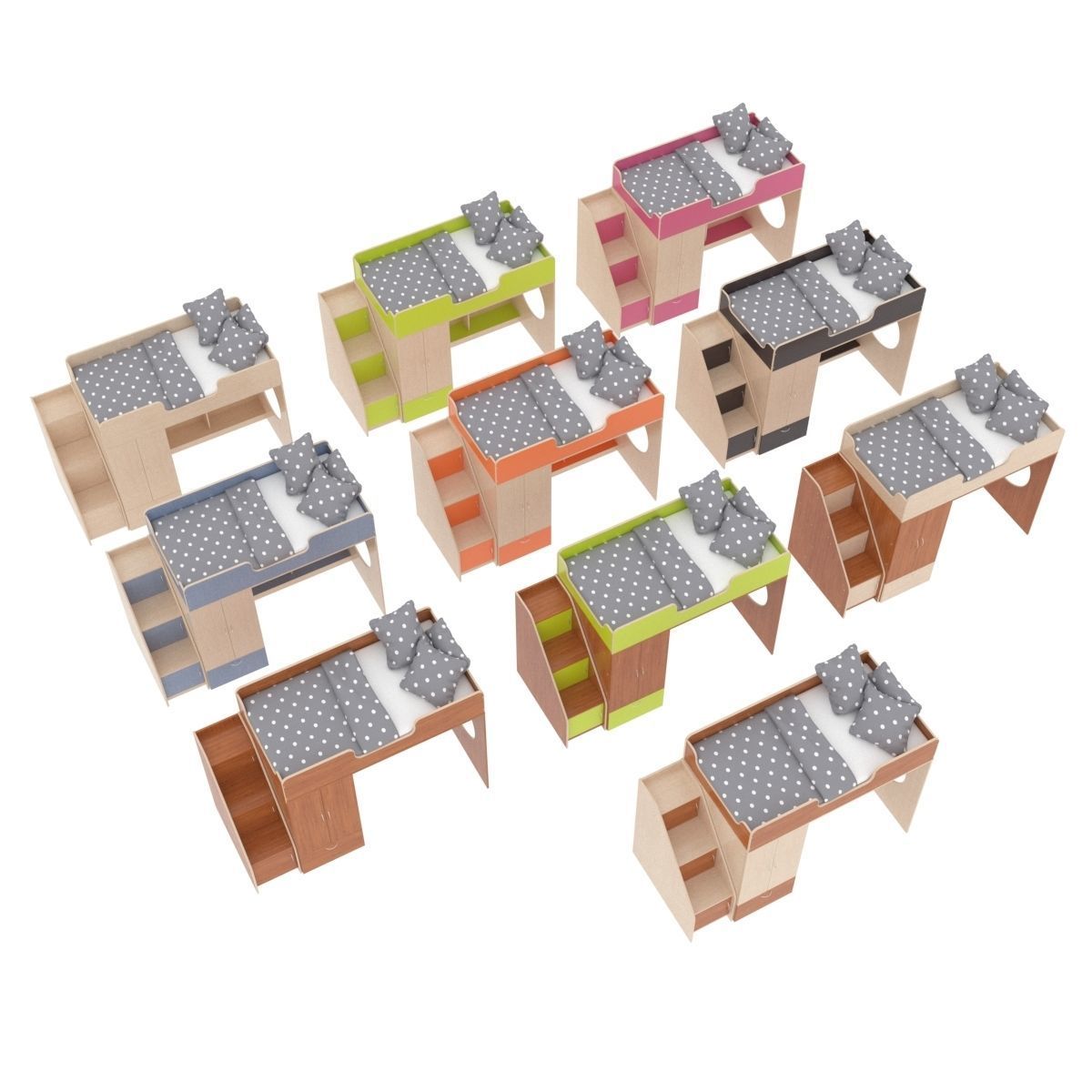 Legenda K03 and LY11 childrens modular bed 3D model_5