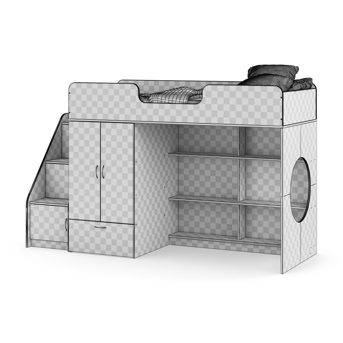 Legenda K03 and LY11 childrens modular bed 3D model_8