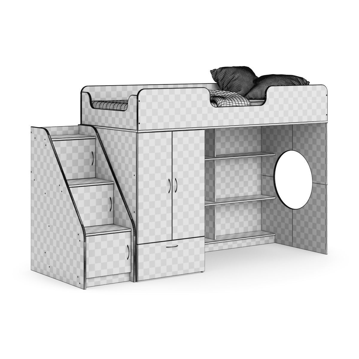 Legenda K03 and LY11 childrens modular bed 3D model_6