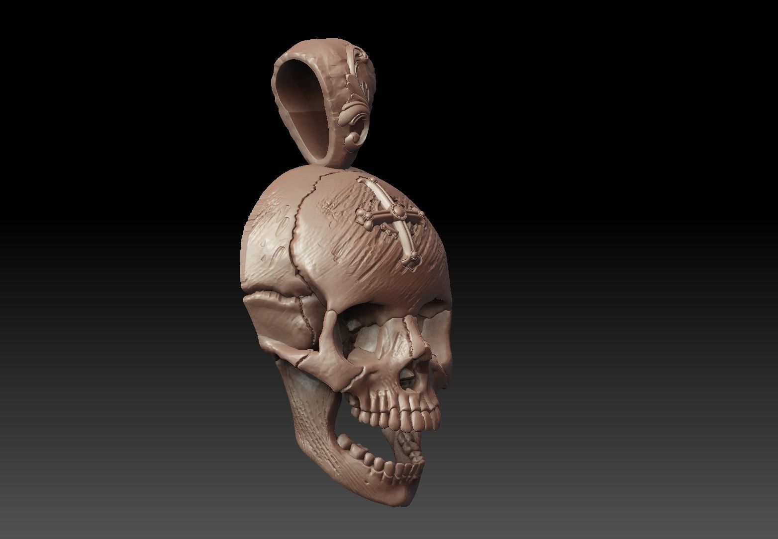 Skull Pendant 3D print model 3D print model_8