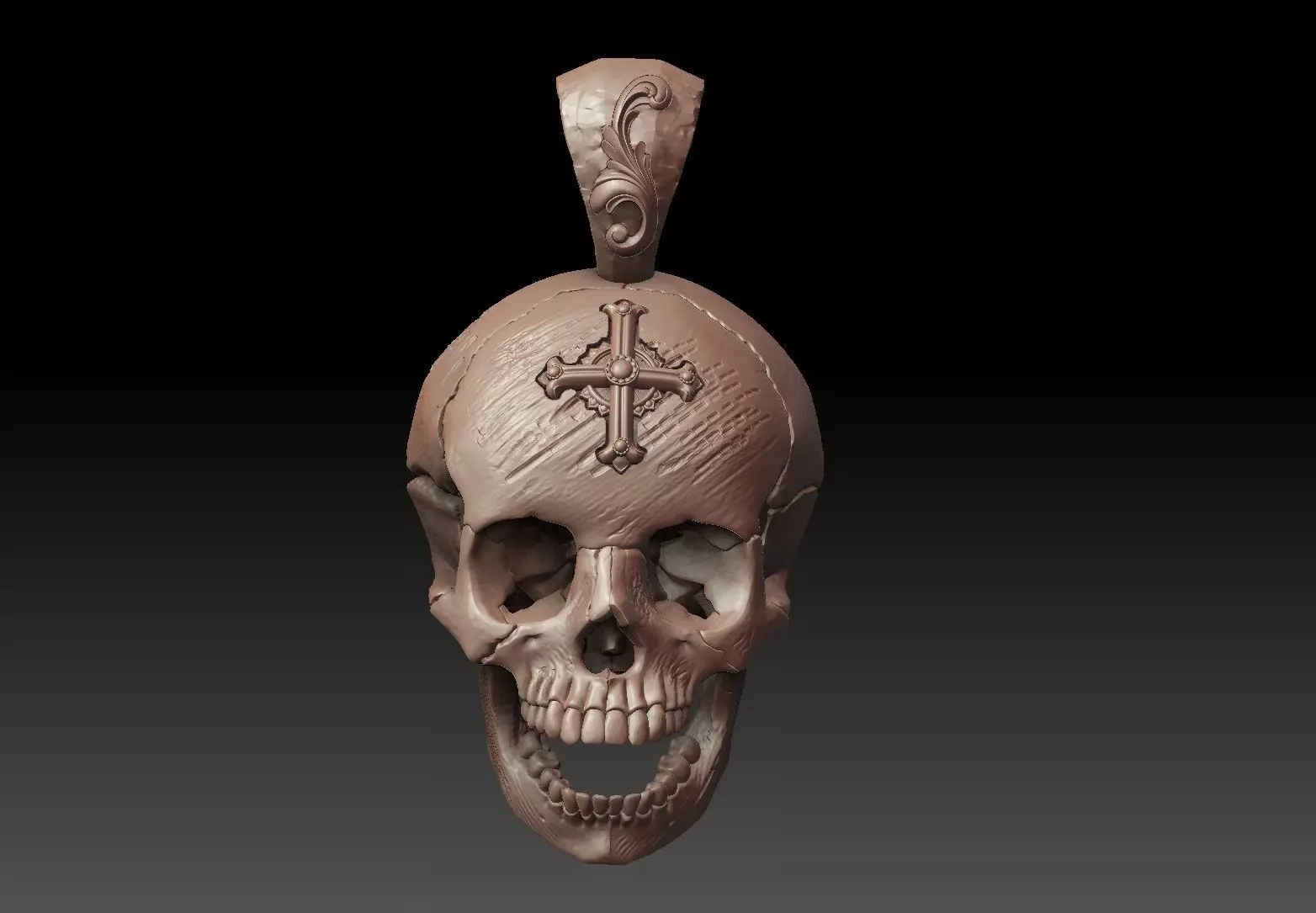 Skull Pendant 3D print model 3D print model_0