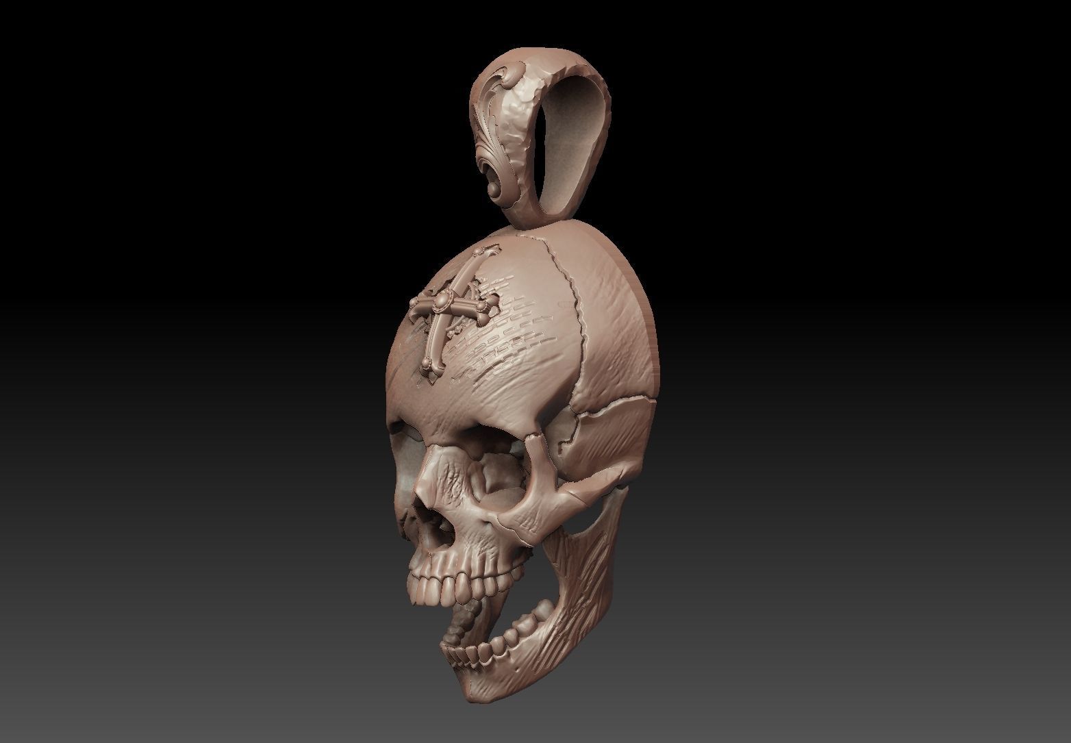 Skull Pendant 3D print model 3D print model_2
