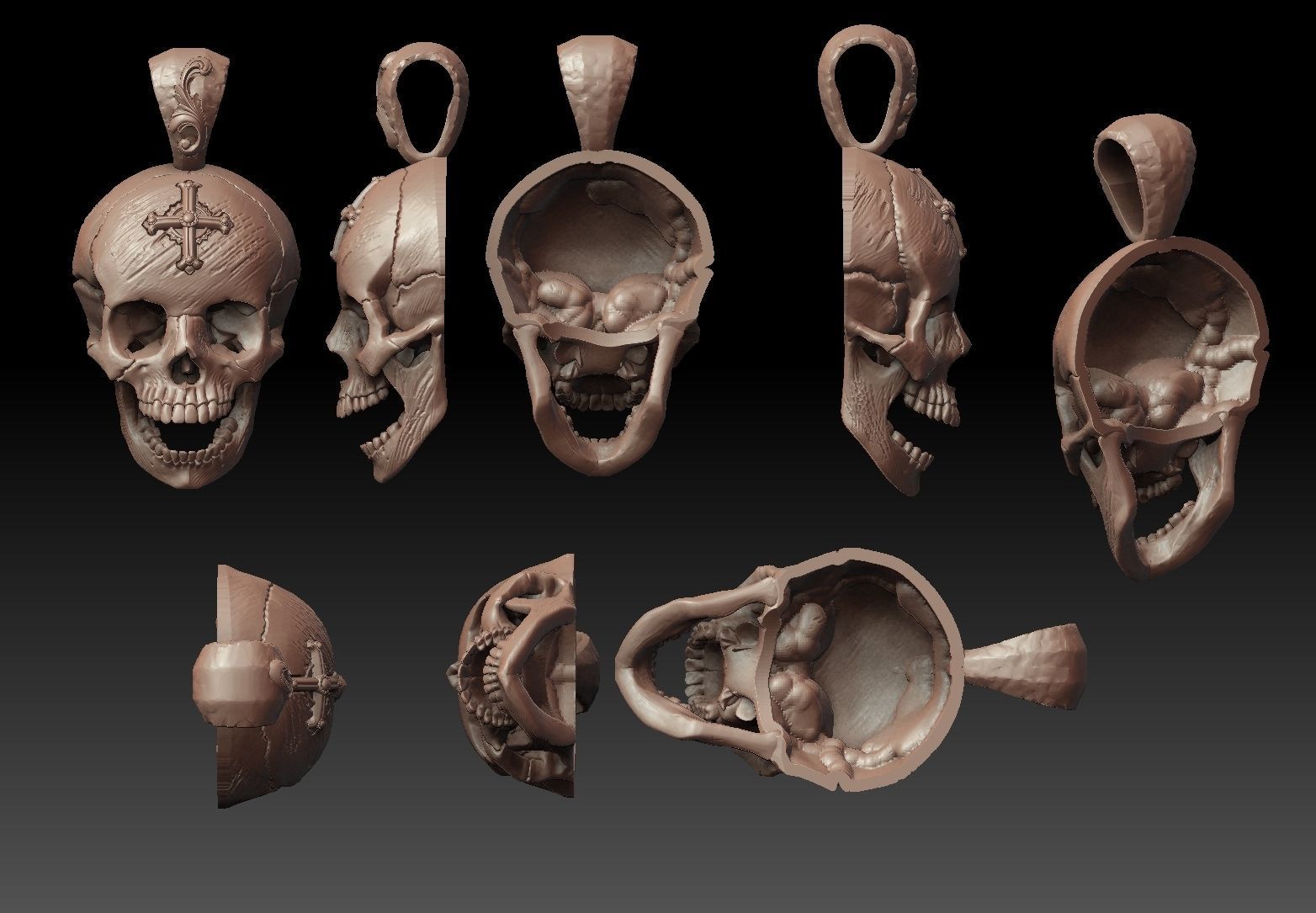 Skull Pendant 3D print model 3D print model_3