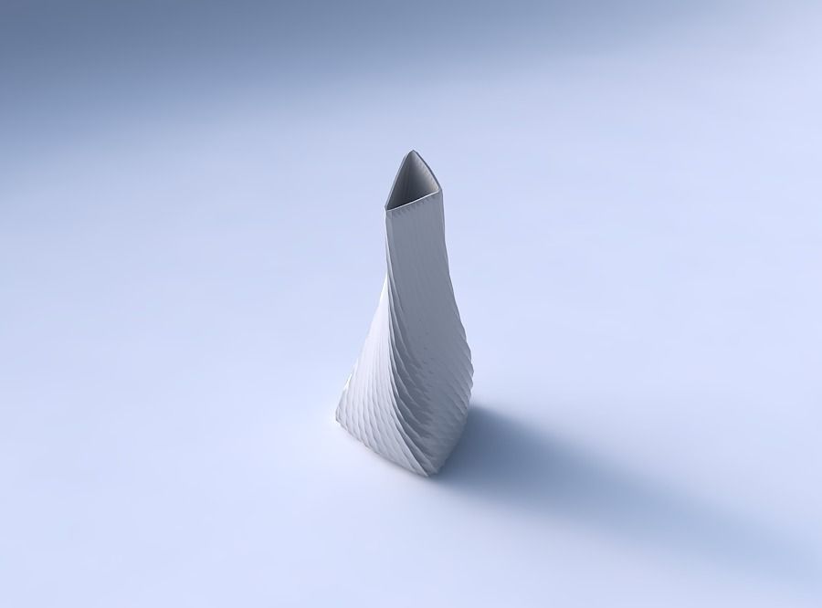 Vase twist grounded tilted triangle with twisted diagonal gri... 3D print model_3