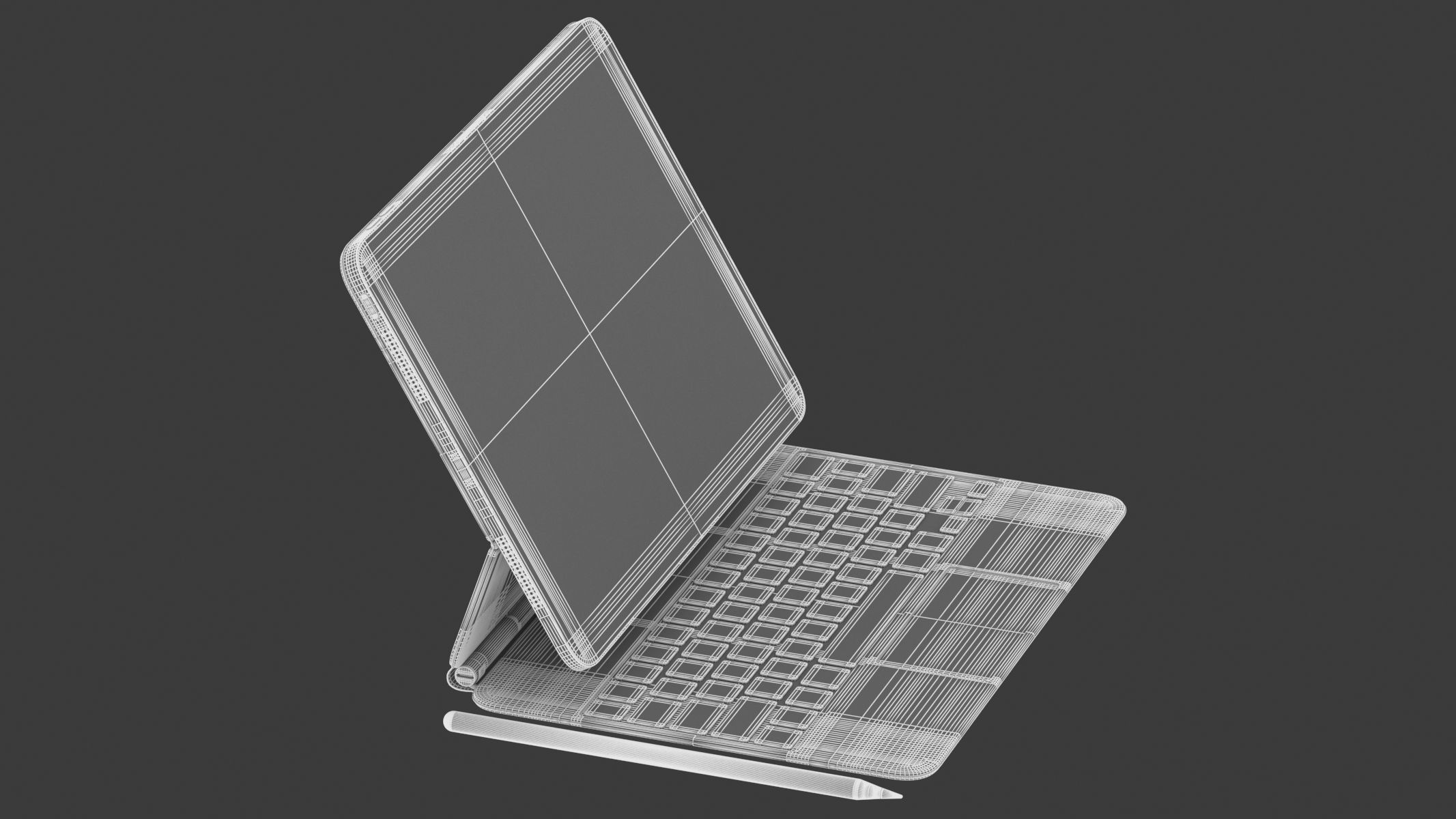 Apple iPad Pro 11-inch and Magic Keyboard 2020 3D model_11