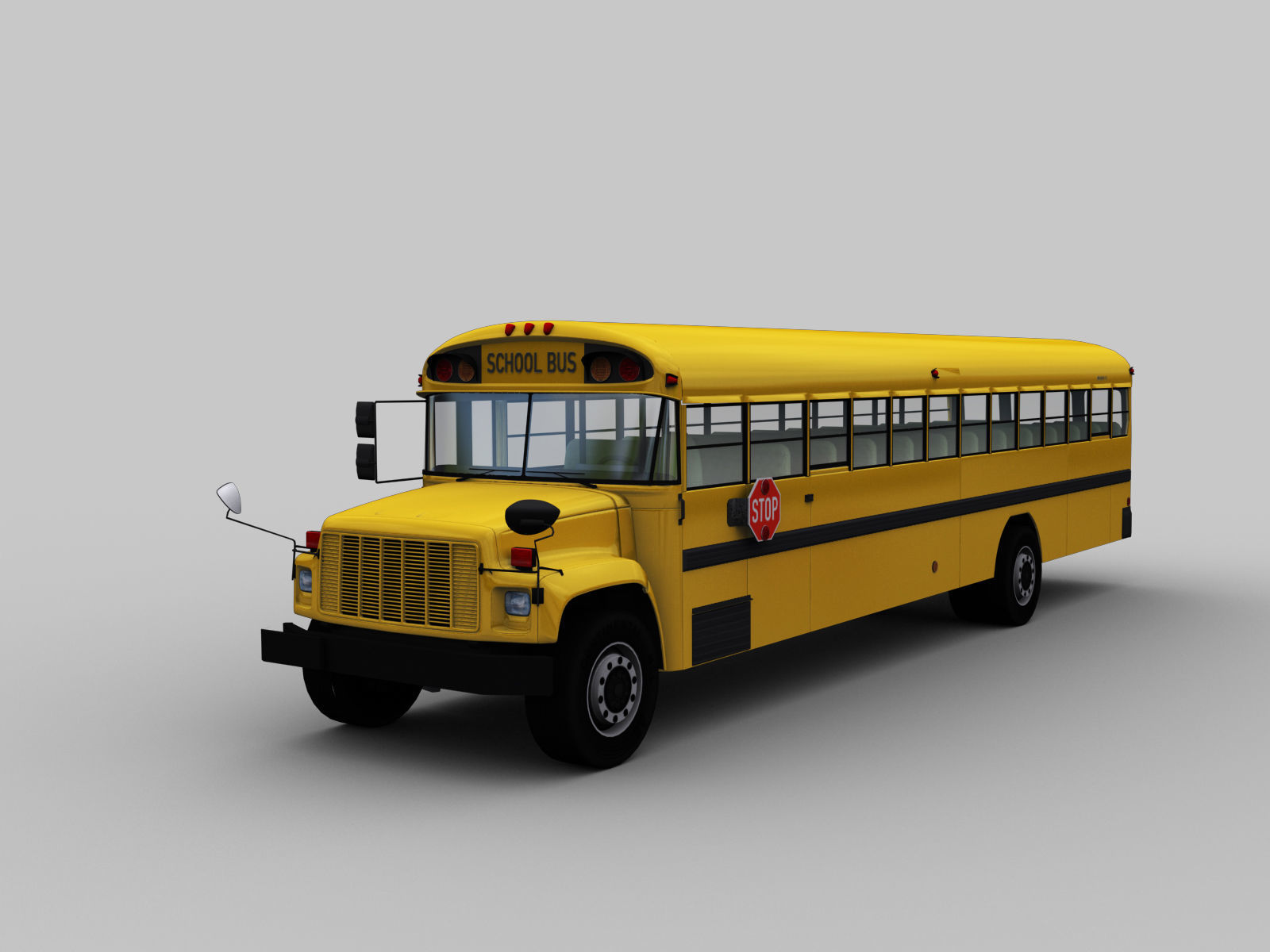 School Bus Low Poly with interior Low-poly 3D model_3