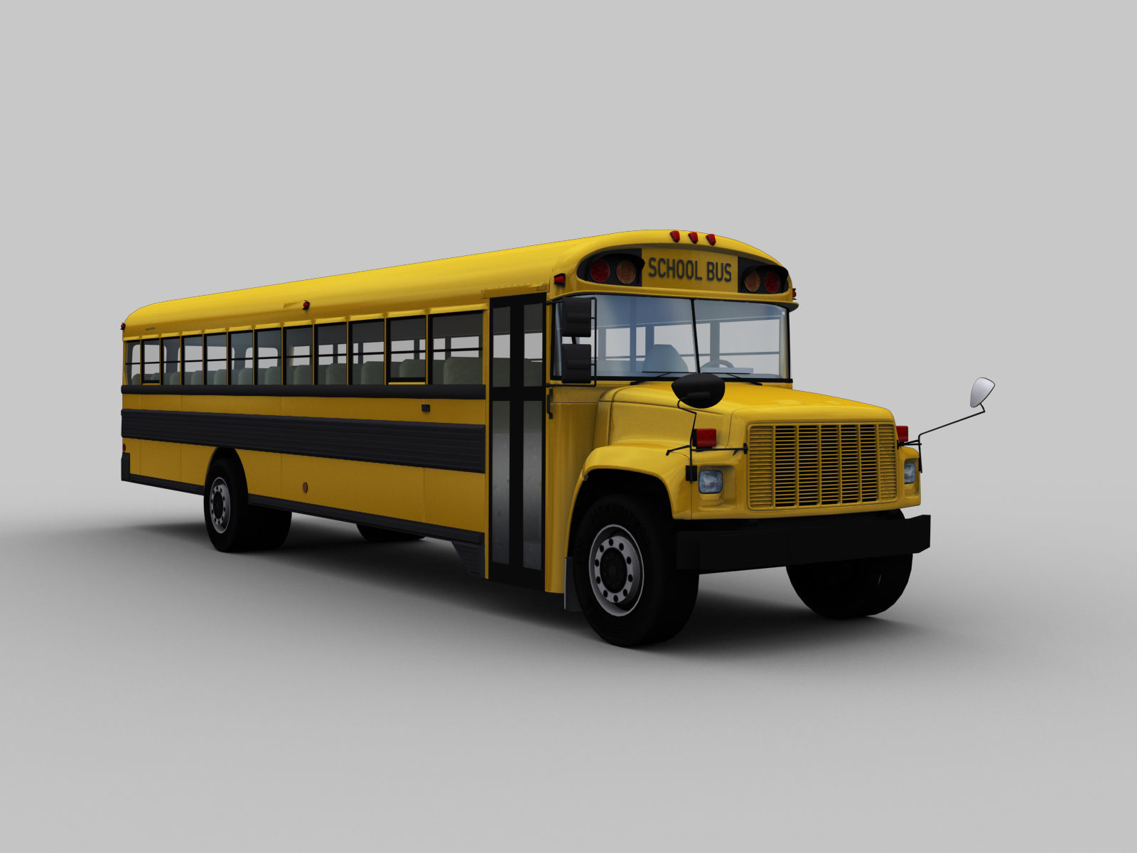 School Bus Low Poly with interior Low-poly 3D model_5