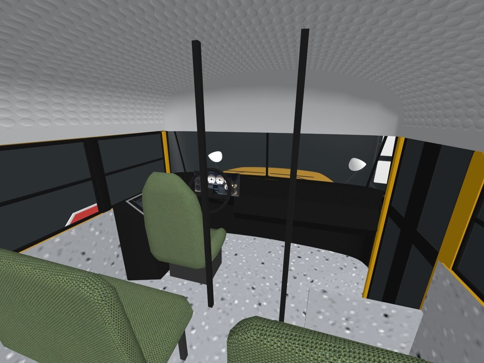 School Bus Low Poly with interior Low-poly 3D model_1