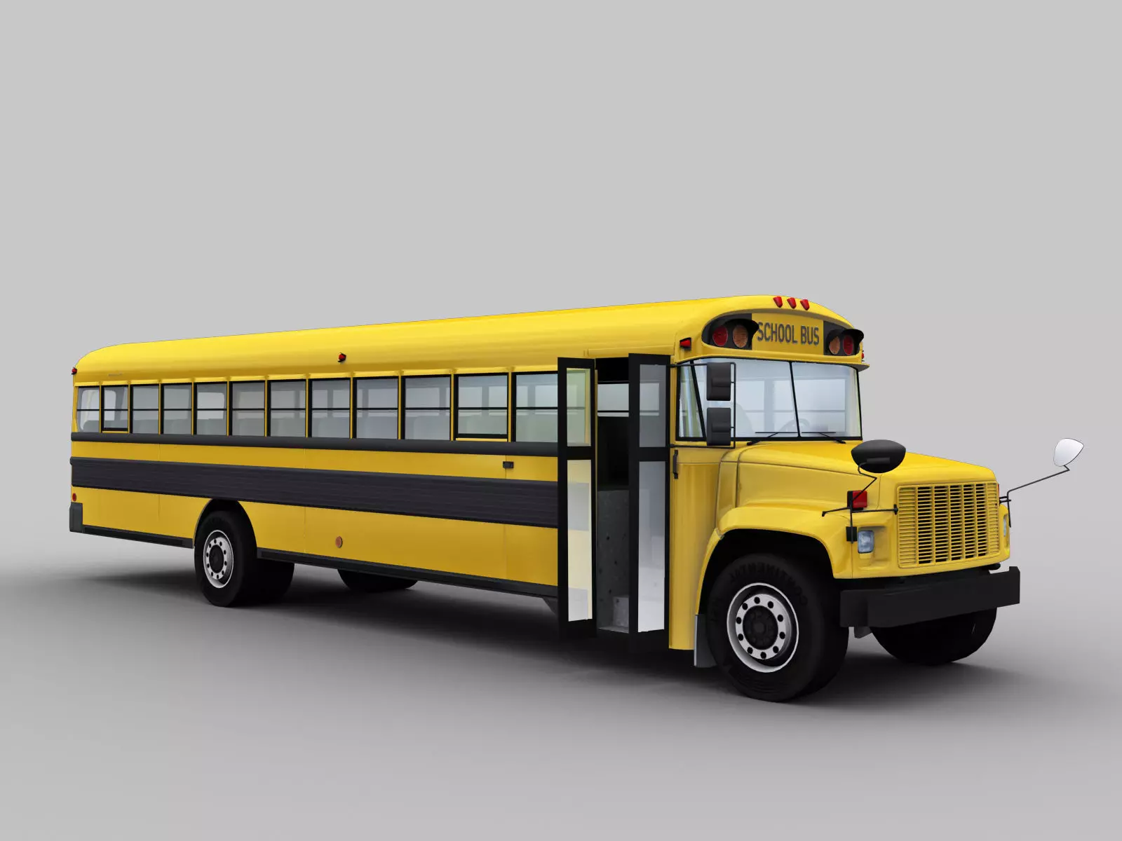 School Bus Low Poly with interior Low-poly 3D model_0