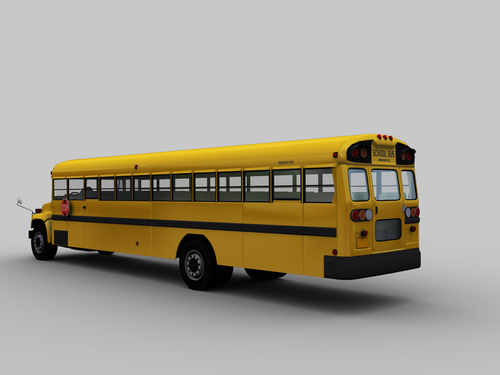 School Bus Low Poly with interior Low-poly 3D model_4