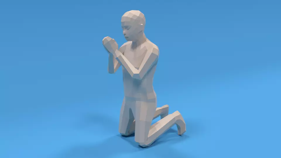 Low Poly Kid Praying Low-poly 3D model