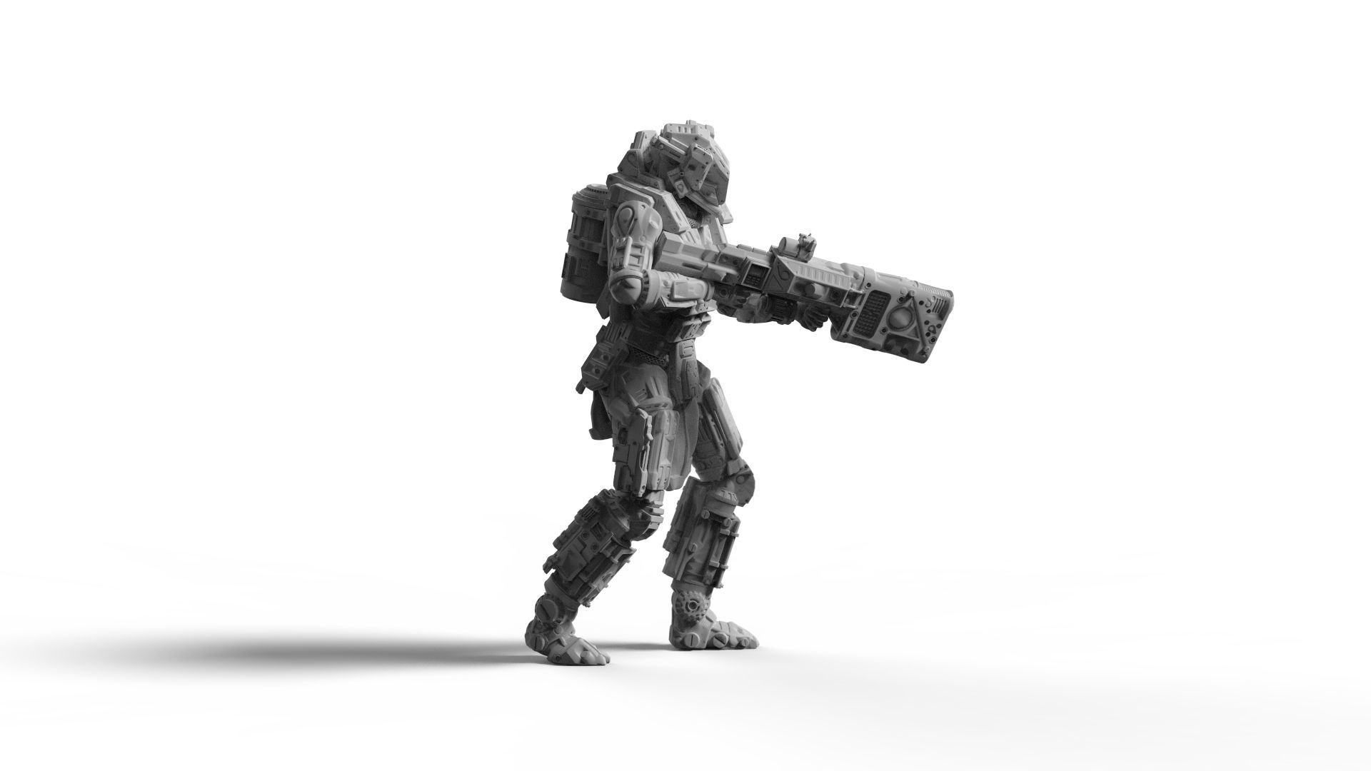 Sci Fi Battle Armor Miniatures - Energy Laser Rifle Team 3D print model_10