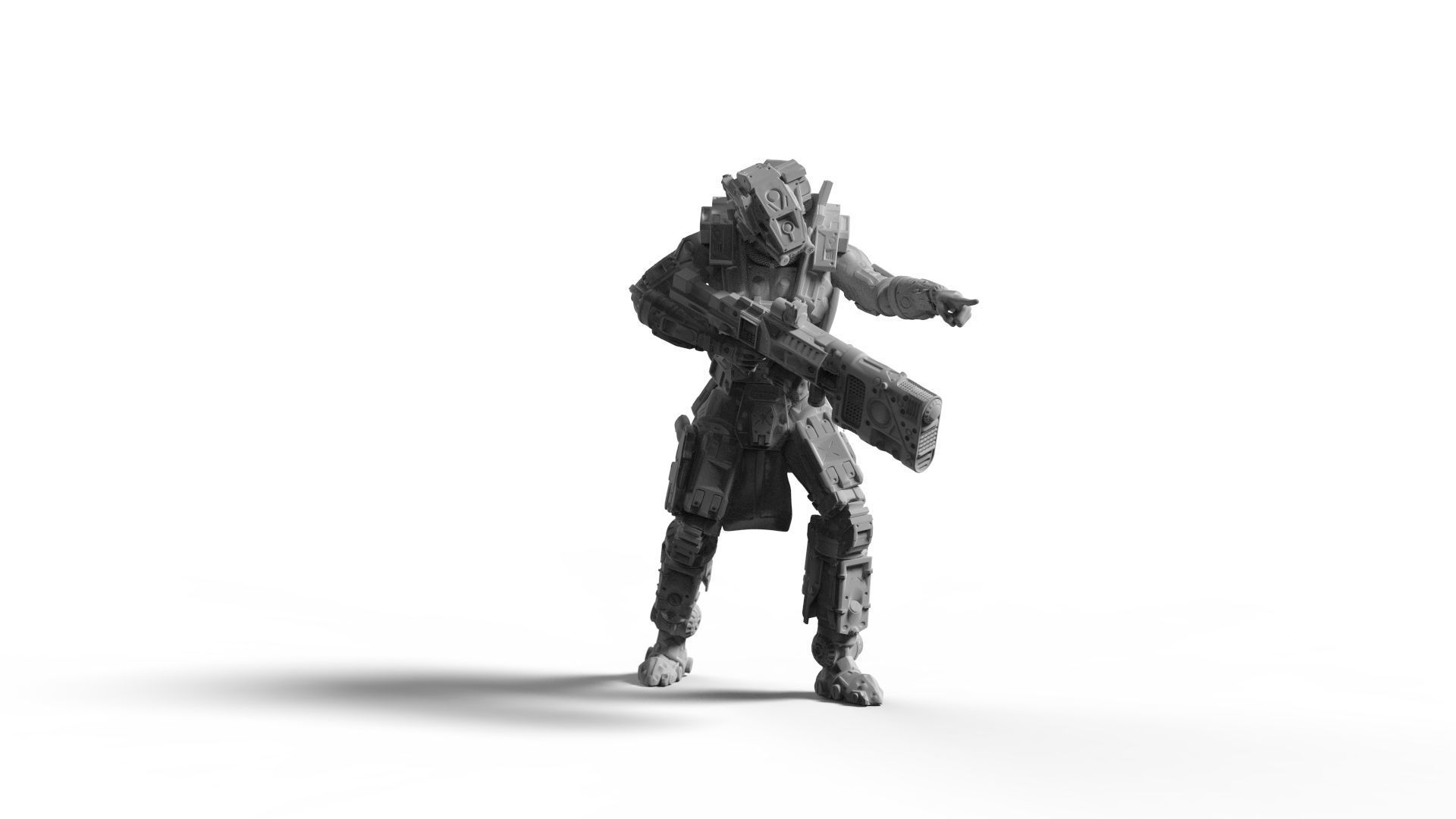 Sci Fi Battle Armor Miniatures - Energy Laser Rifle Team 3D print model_3