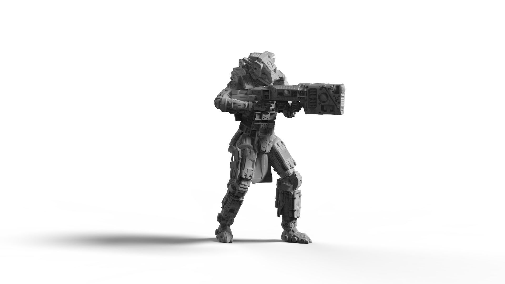 Sci Fi Battle Armor Miniatures - Energy Laser Rifle Team 3D print model_8