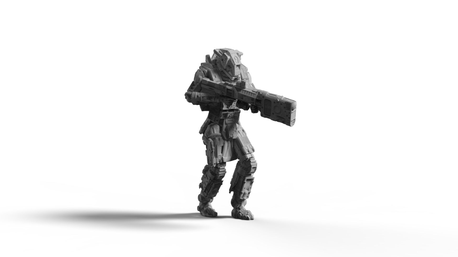 Sci Fi Battle Armor Miniatures - Energy Laser Rifle Team 3D print model_7