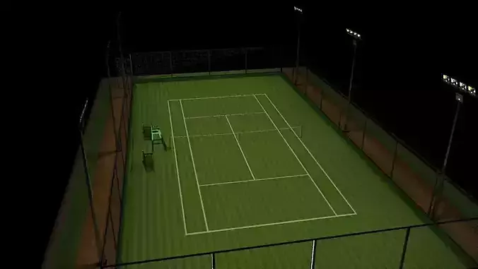 Tennis Court With Floodlight