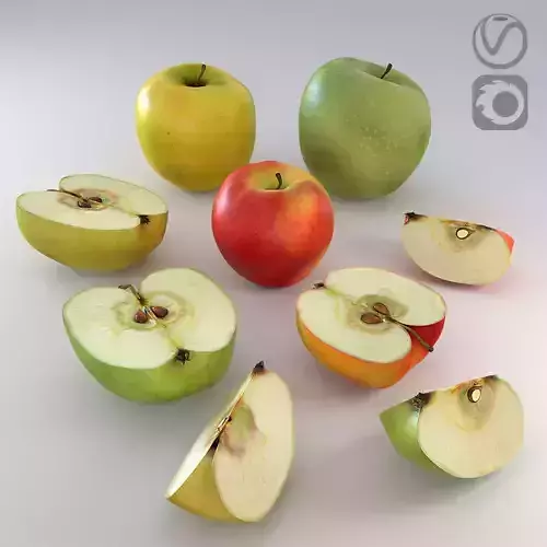 Apple set 2 with slice taken out of it