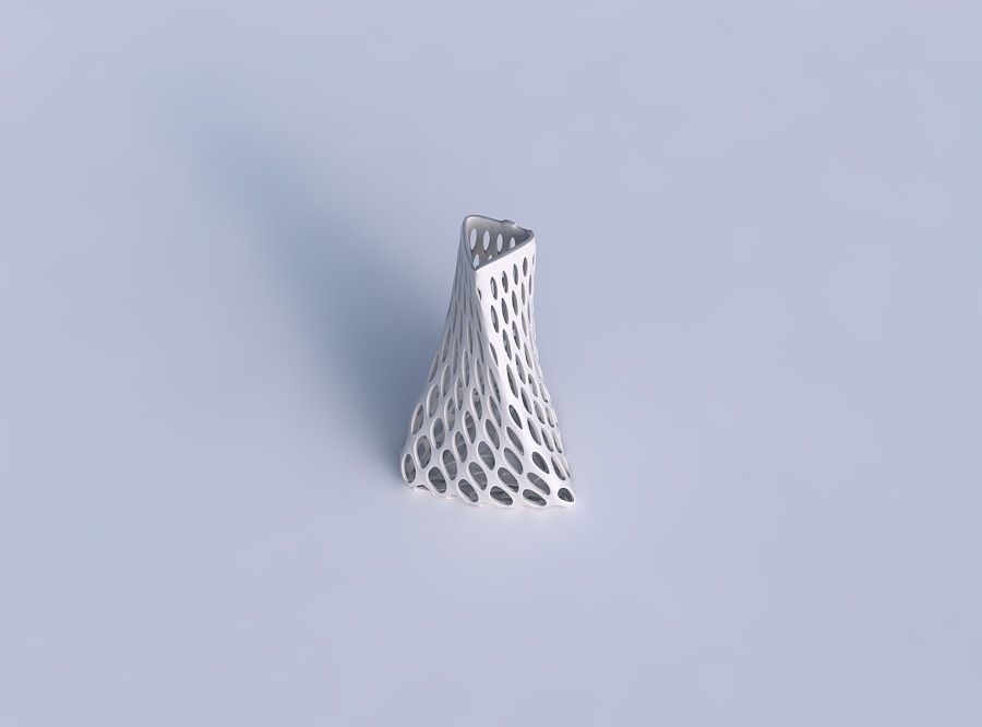 Vase twist tilted triangle with bubble grid lattice 3D print model_1