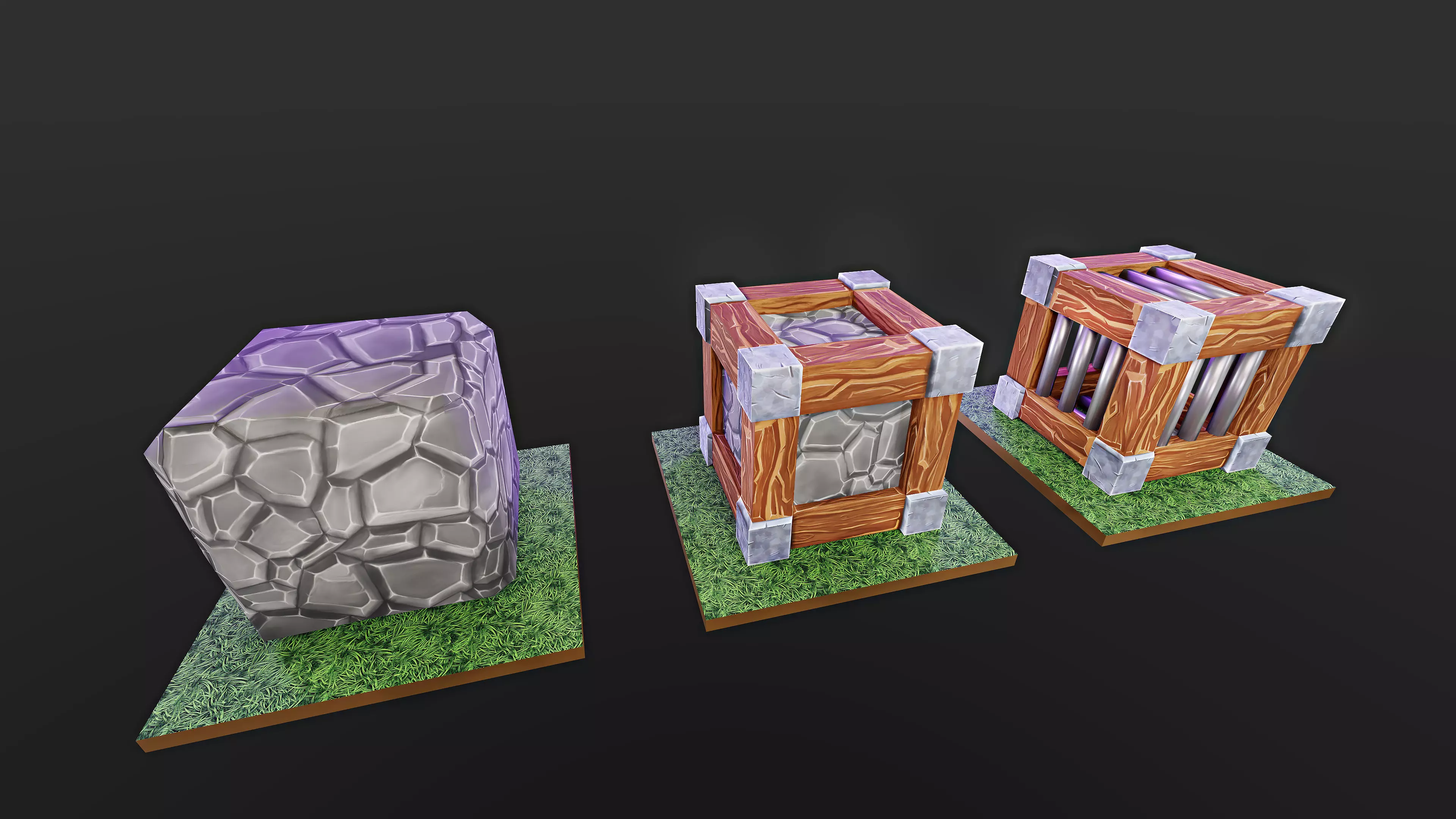 Basic Cubes Low-poly 3D model_0