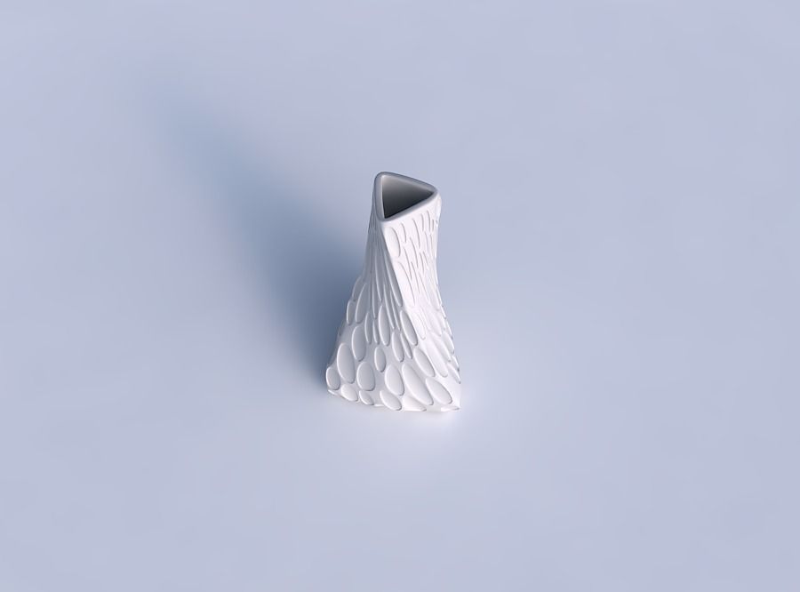 Vase twist tilted triangle with bubbles 3D print model_1
