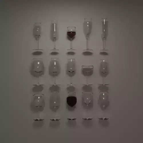 Wine glasses - 15 common types Free low-poly 3D model