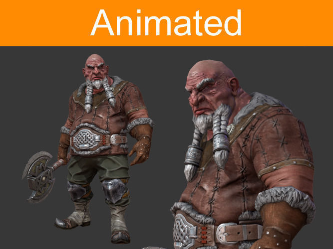 Dwarf warrior Low-poly 3D model