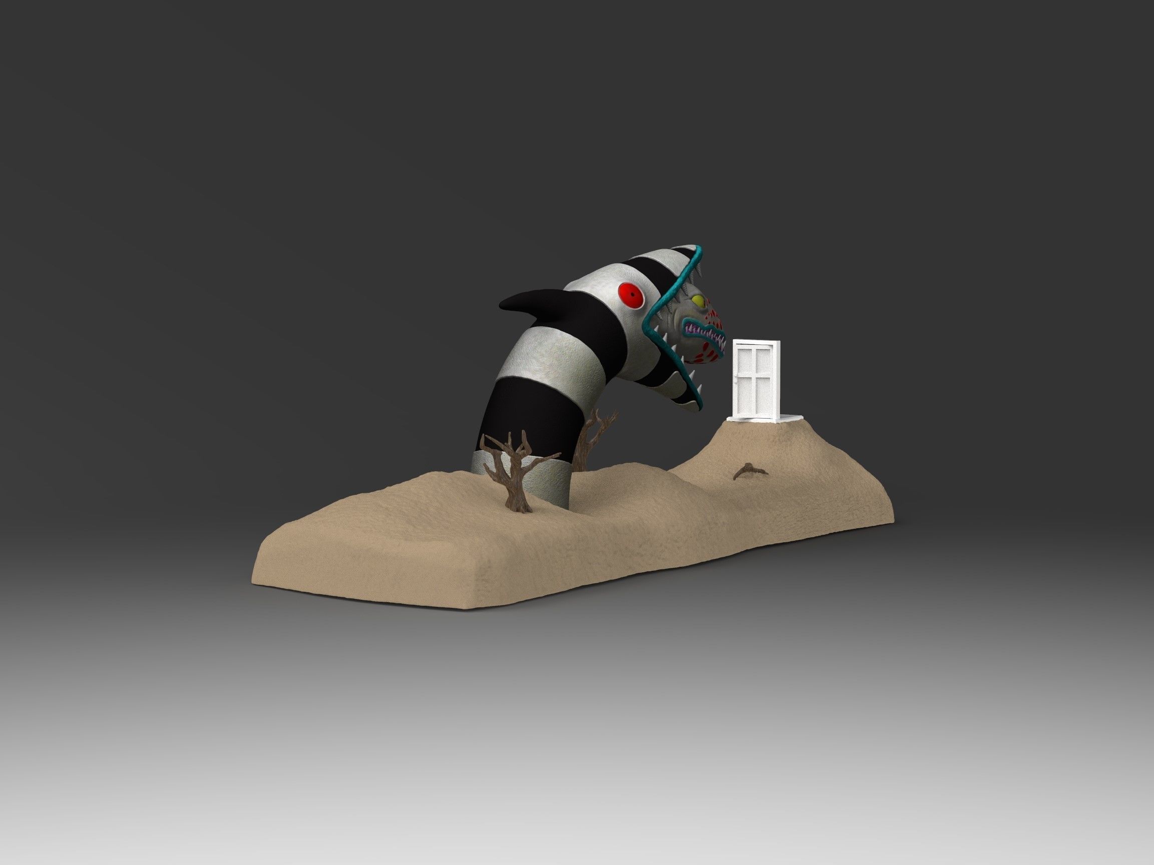 Beetlejuice Sandworm Diorama 3D print model_3