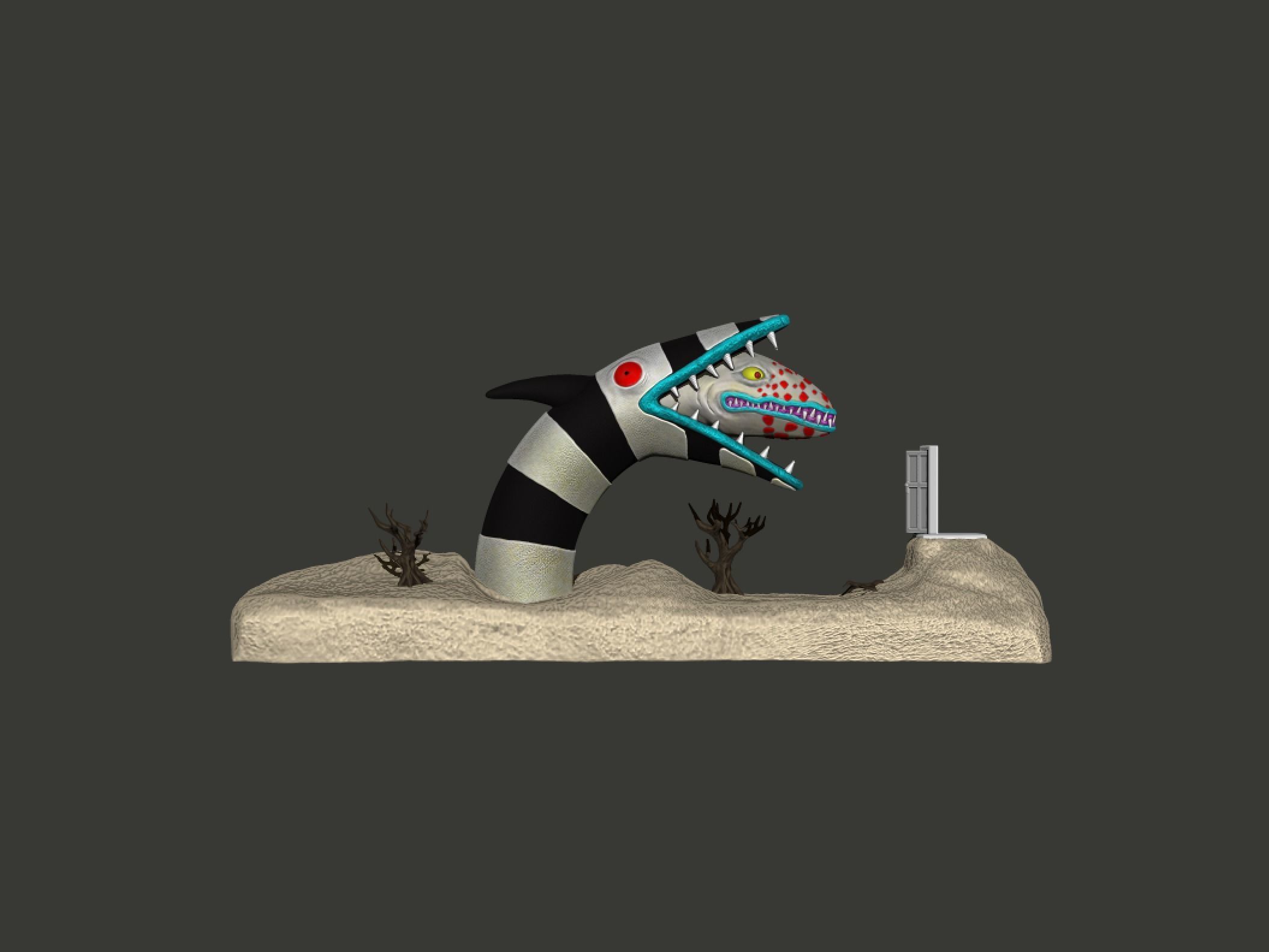 Beetlejuice Sandworm Diorama 3D print model_11