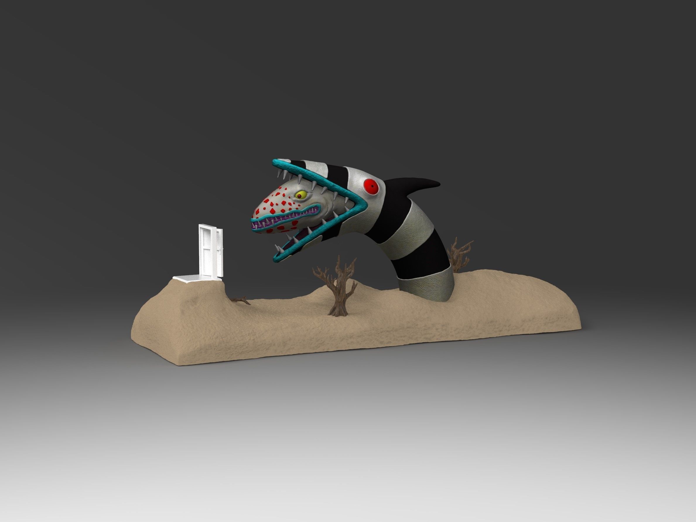 Beetlejuice Sandworm Diorama 3D print model_2