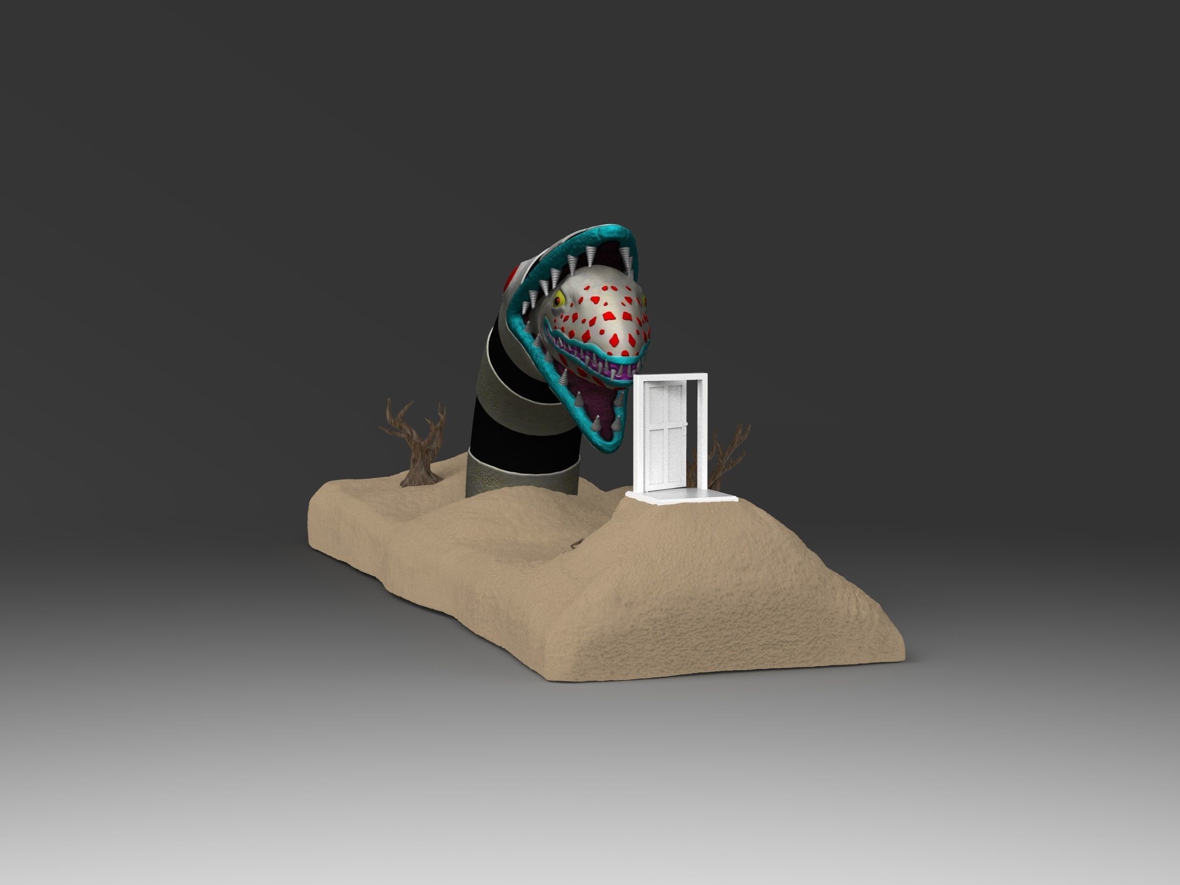 Beetlejuice Sandworm Diorama 3D print model_4