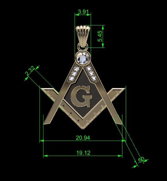Freemasonry Masonic Pendant 3D print model_4