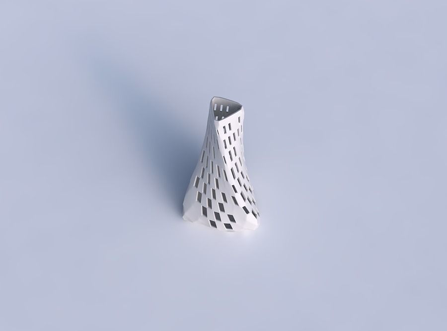 Vase twist tilted triangle with checker grid lattice 2 3D print model_1