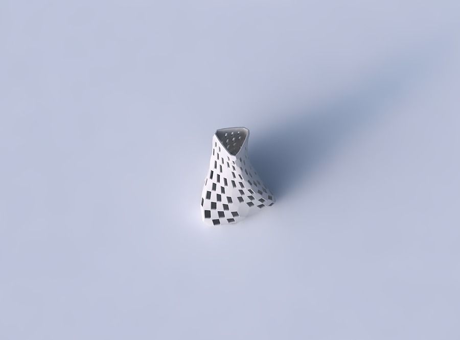 Vase twist tilted triangle with checker grid lattice 2 3D print model_2