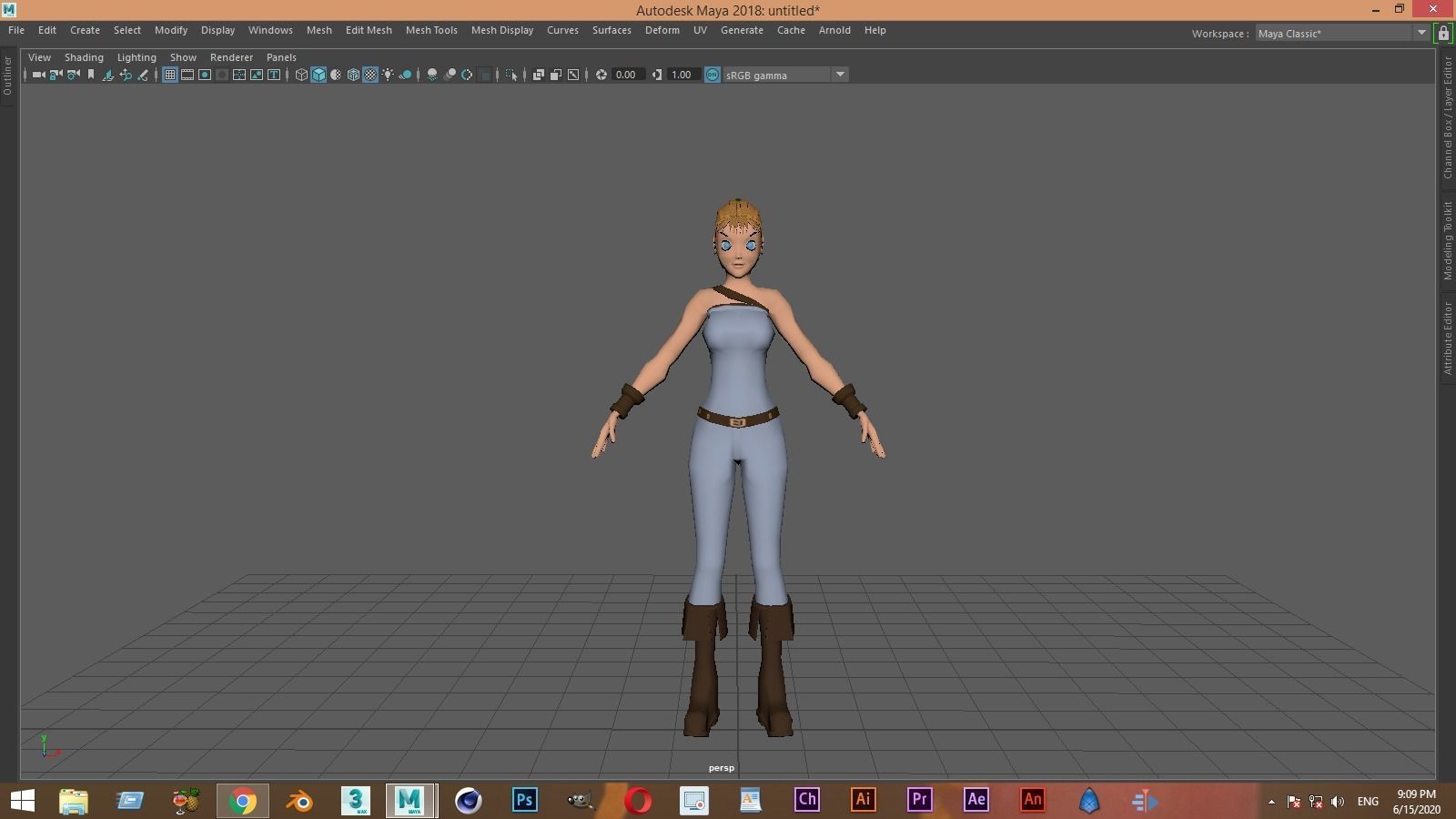 Cartoon Female 3D model_1