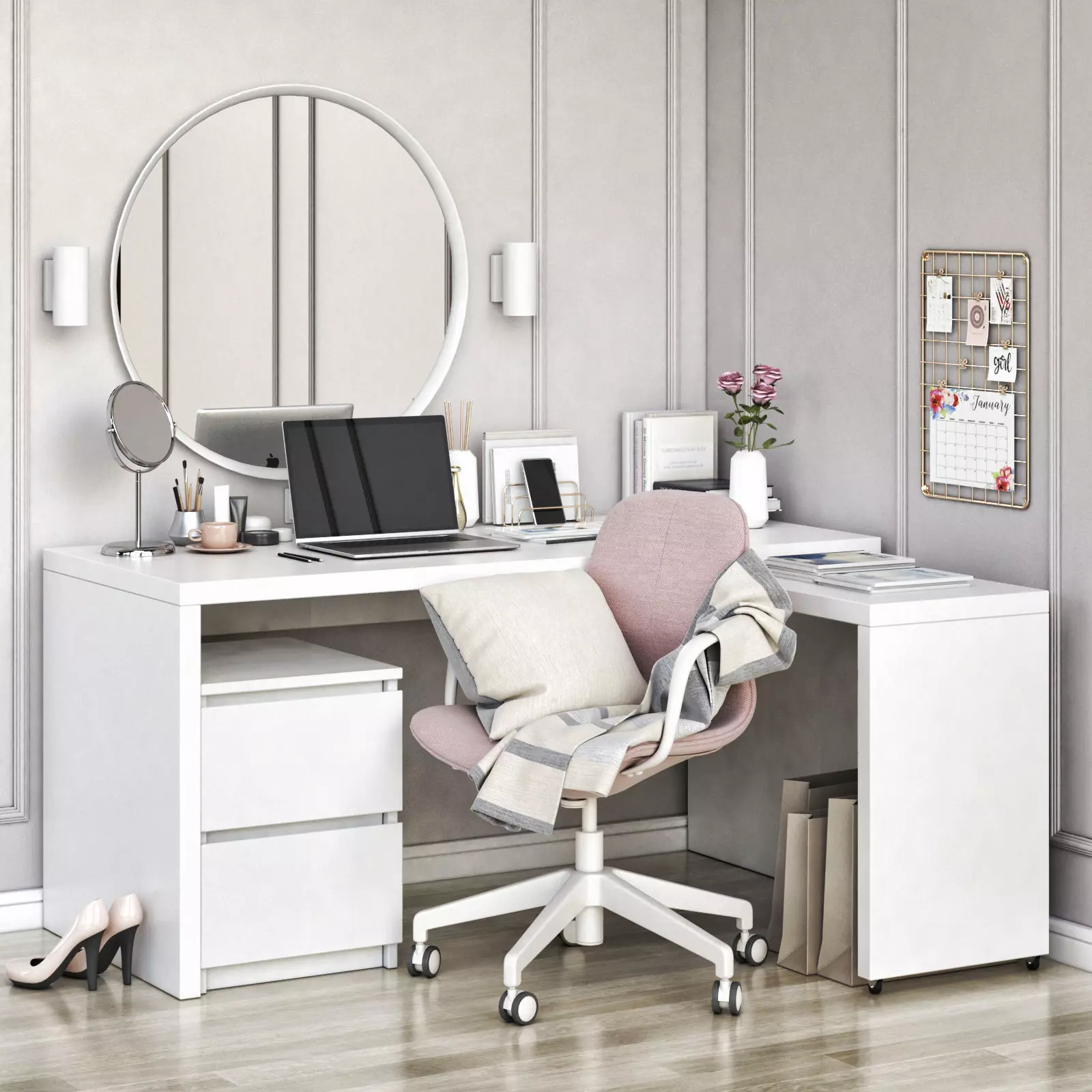 MALM corner workplace 3D model_0