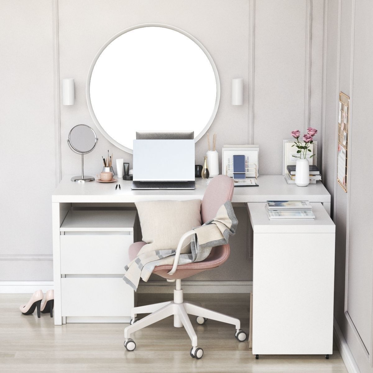 MALM corner workplace 3D model_4