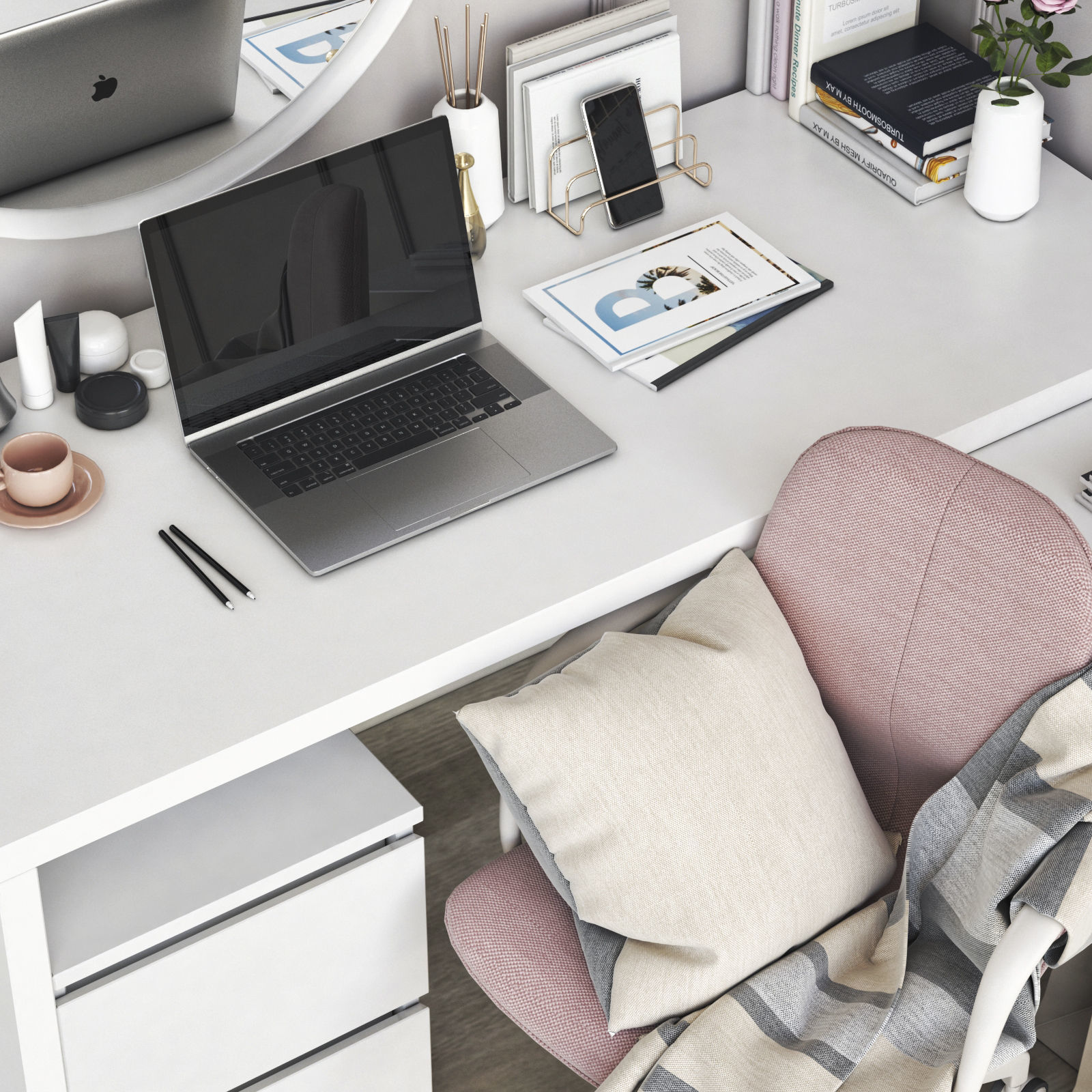 MALM corner workplace 3D model_1