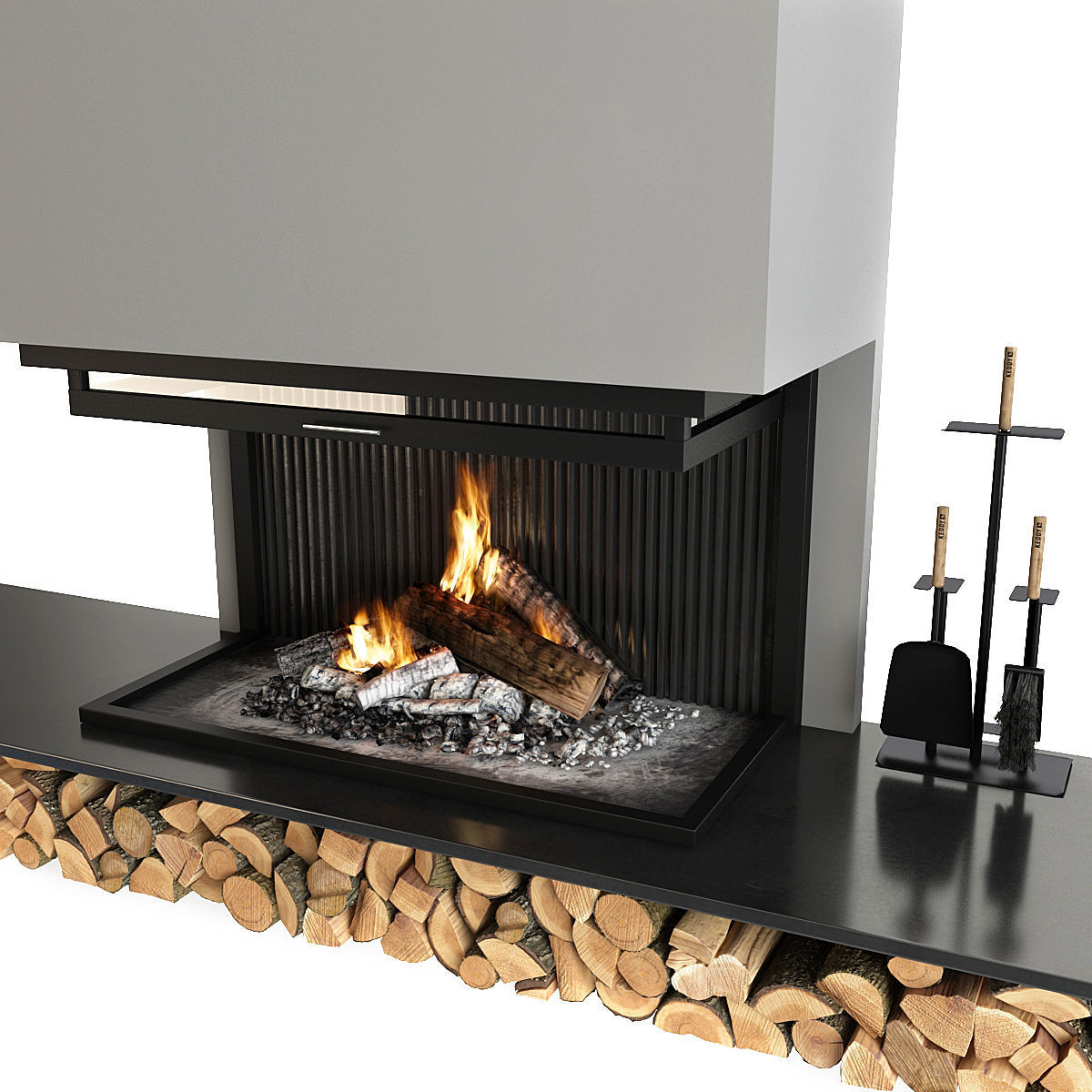 Fireplace and Firewood 3D model_3