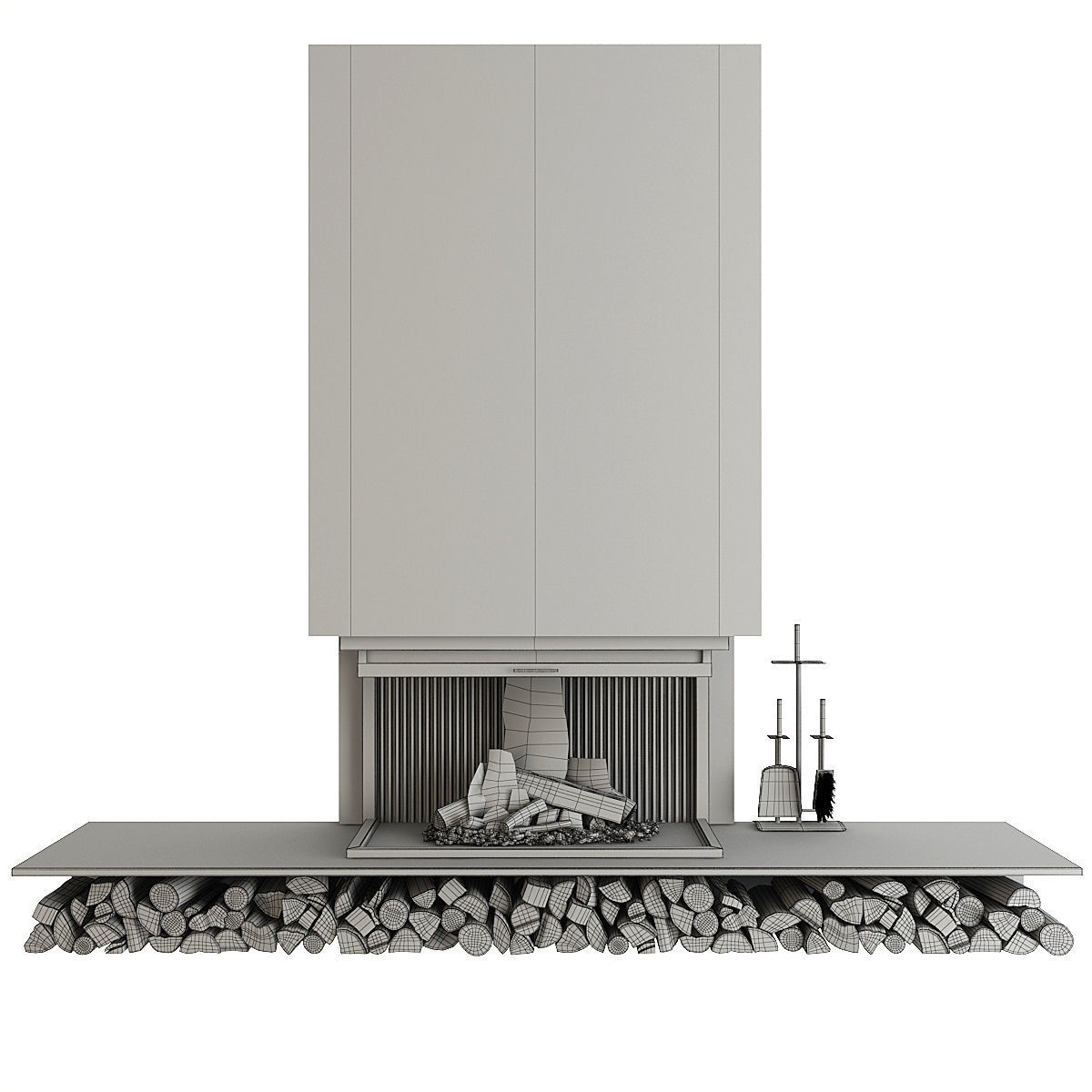 Fireplace and Firewood 3D model_5