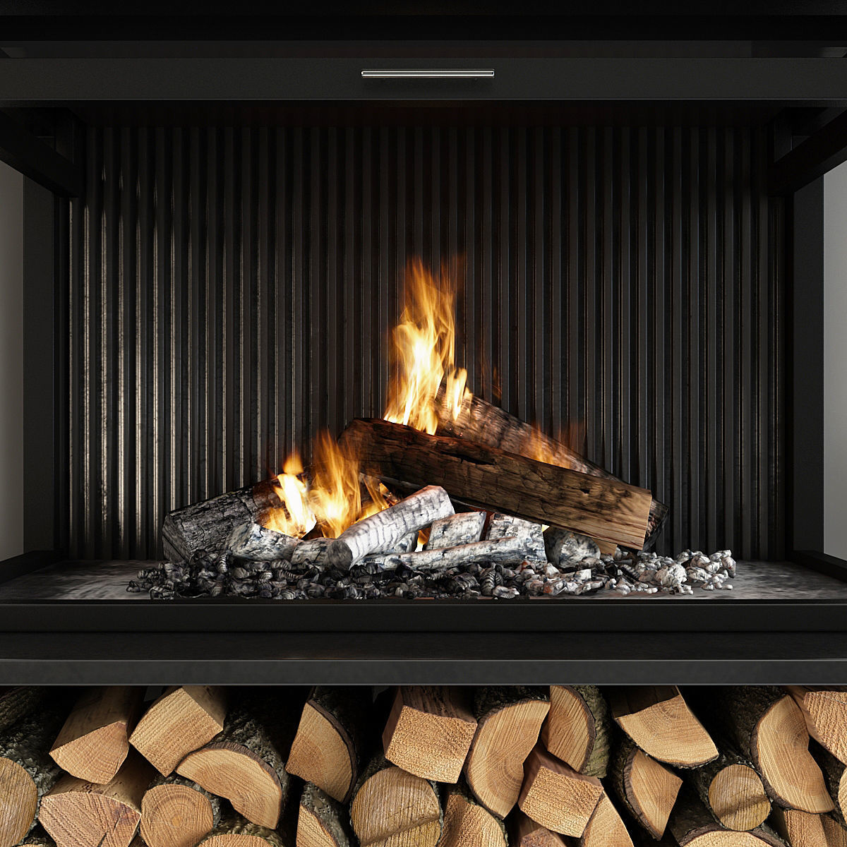 Fireplace and Firewood 3D model_10