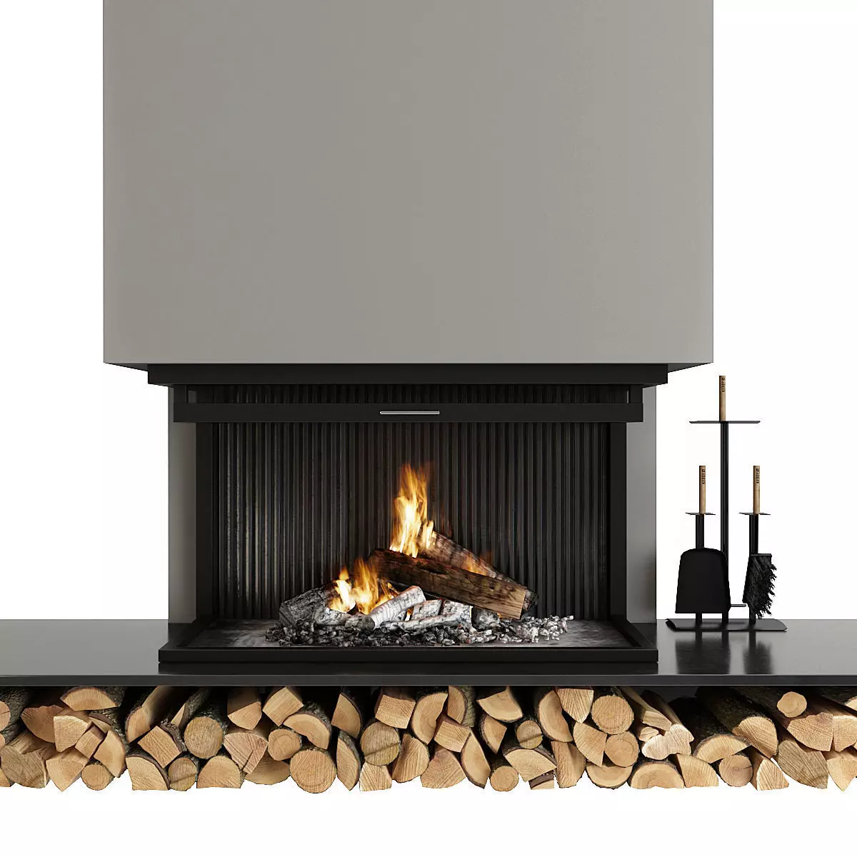 Fireplace and Firewood 3D model_0