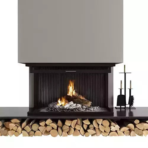 Fireplace and Firewood 3D model