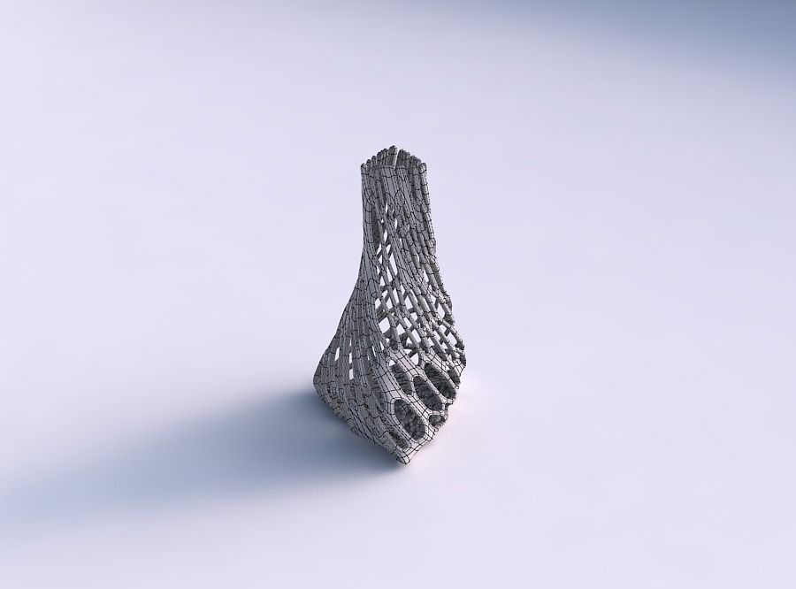 Vase twist tilted triangle with cracked and twisted organic l... 3D print model_5